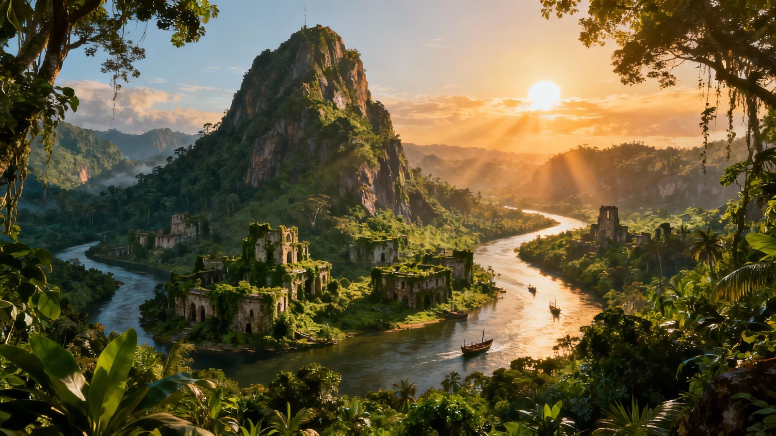 Lost Amazonian City in Verdant Jungle Vista