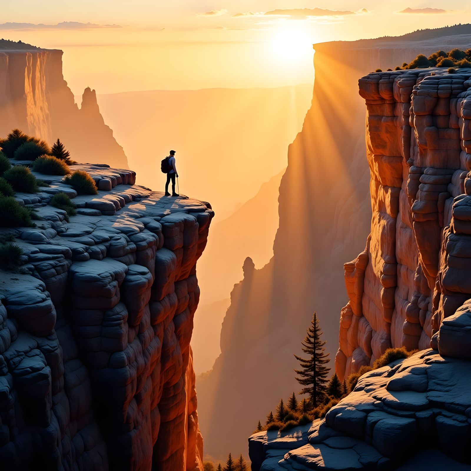 Sunrise Canyon: Hyperrealistic Watercolor 3D Landscape