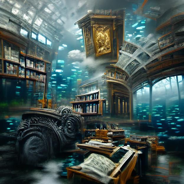 Epic Underwater Library: A Digital Masterpiece