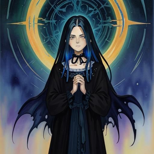 Gothic Romanticism Portrait with Glitchcore Details