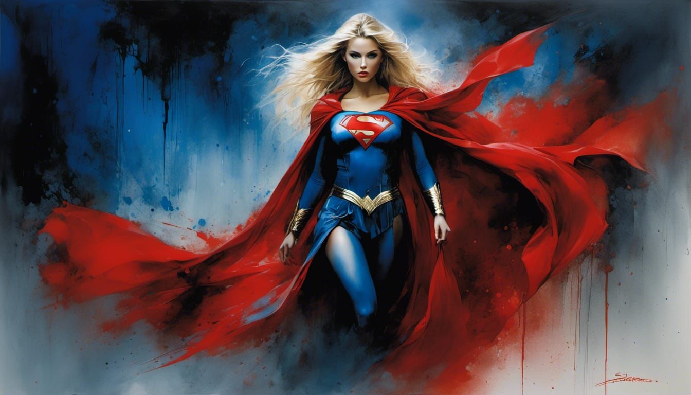 Hyperdetailed Supergirl Portrait in Oil Painting Style