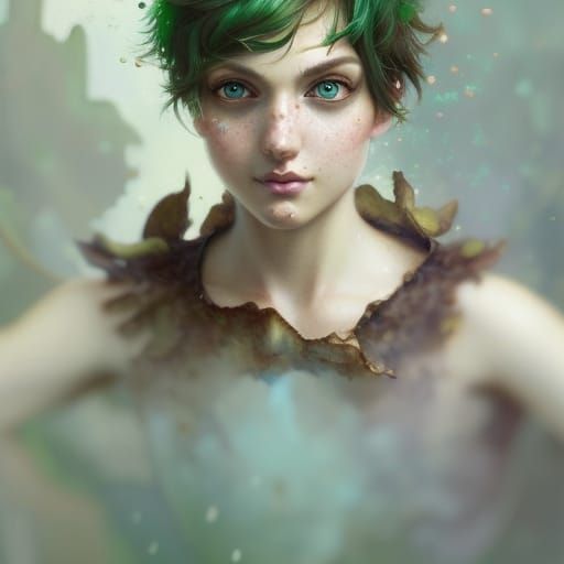 Mushroom Fairy Portrait in Detailed Concept Art