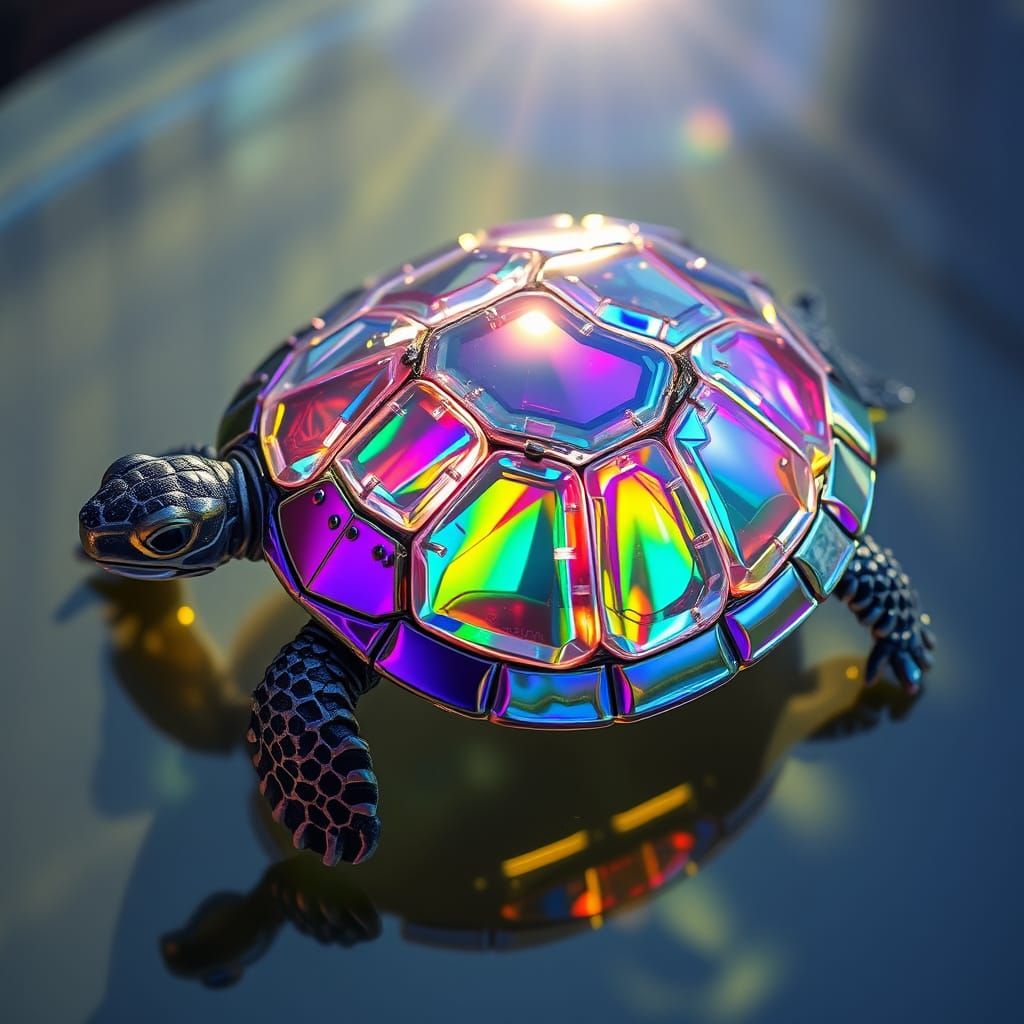 Iridescent Prism Turtle Shell Refracting Rainbow Light