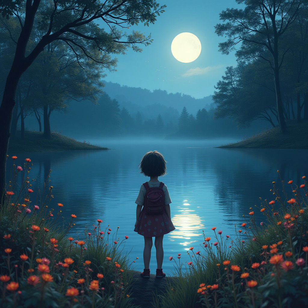 Moonlit Lake: A Journey of Healing in Dreamlike Art