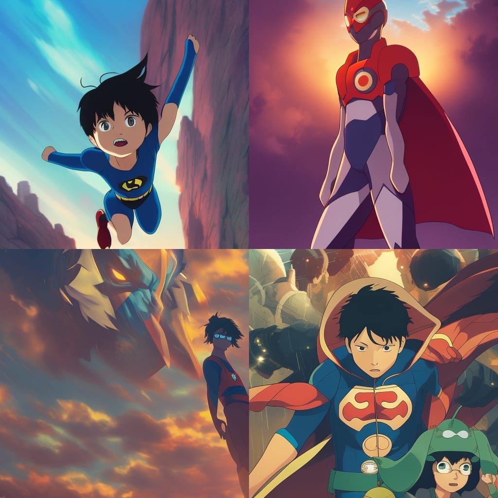 Superhero in Studio Ghibli Anime Style