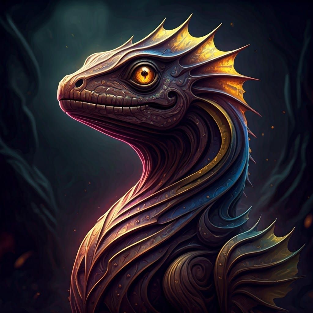 Mystical Wooden Creature in Dark Fantasy Style