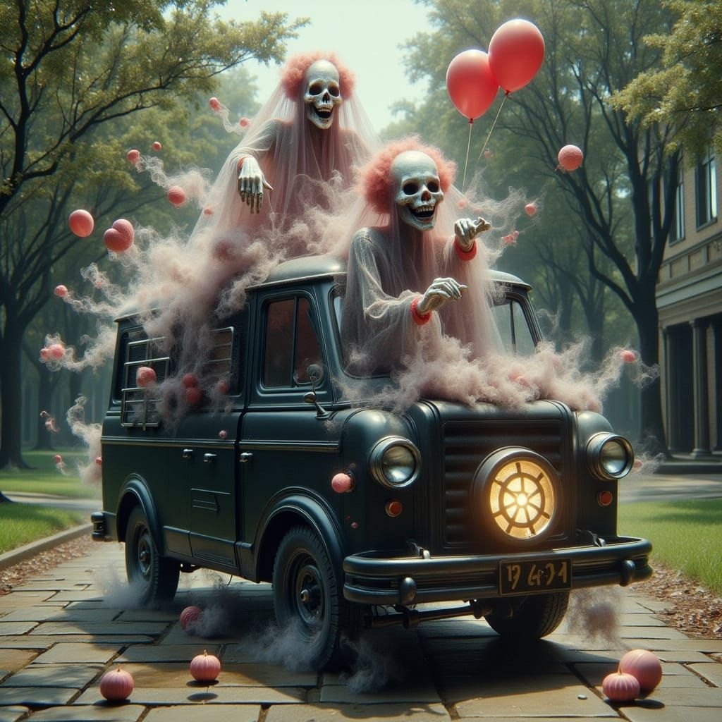 Phantom Clowns Luring Children in Vintage Van