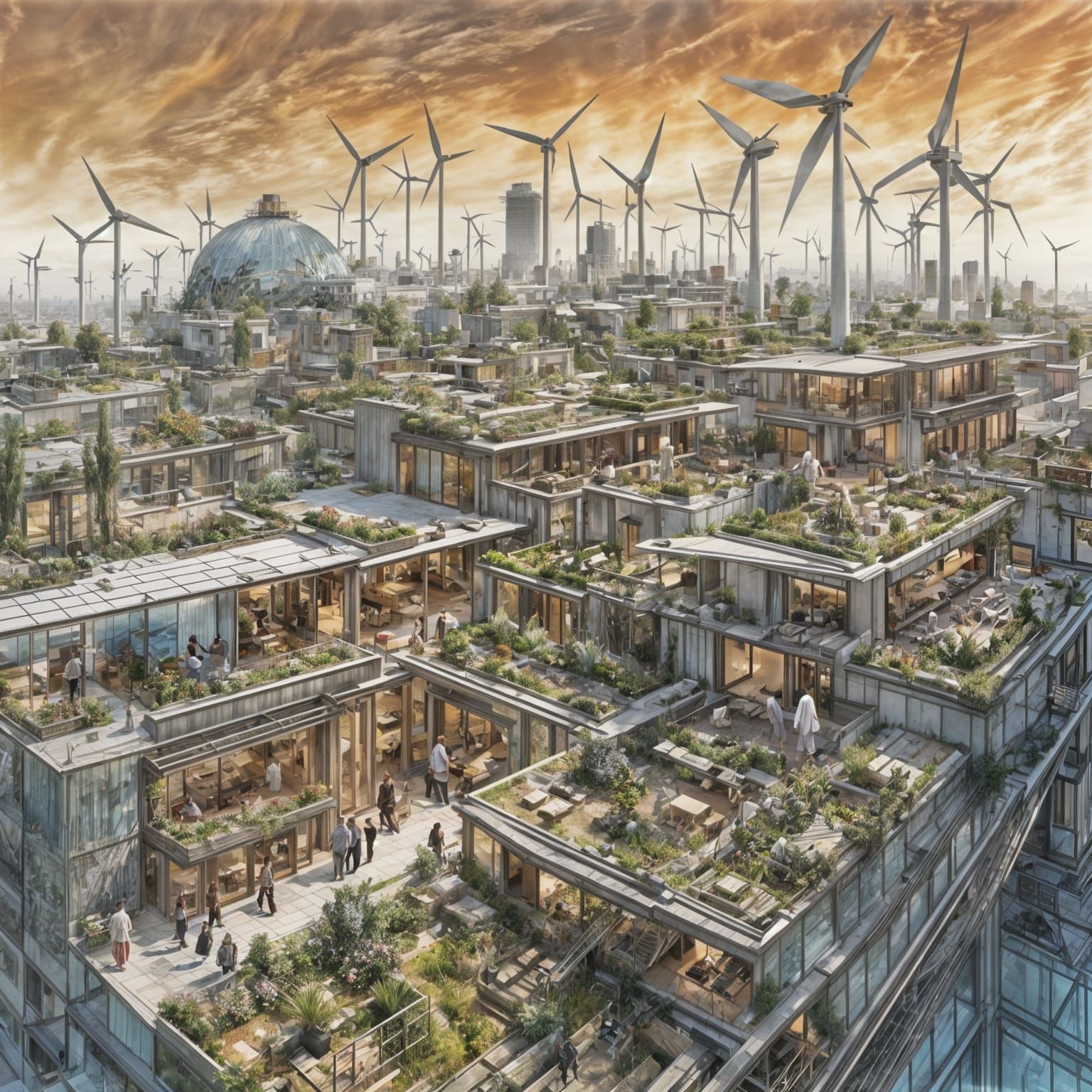 Sustainable Futuristic Cityscape with Solar Power