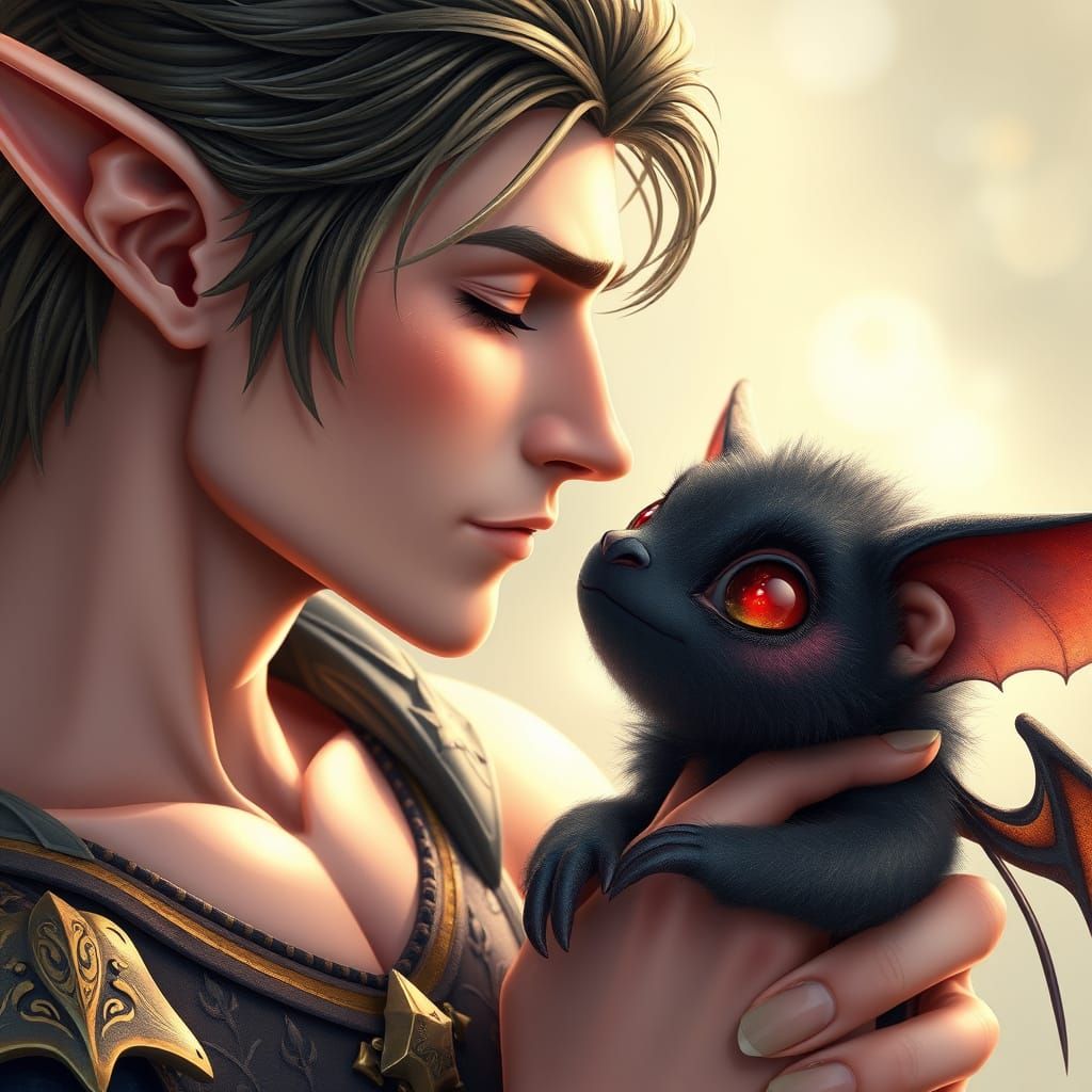 Elven Prince Tenderly Kisses Furry Fantasy Creature in Anime...