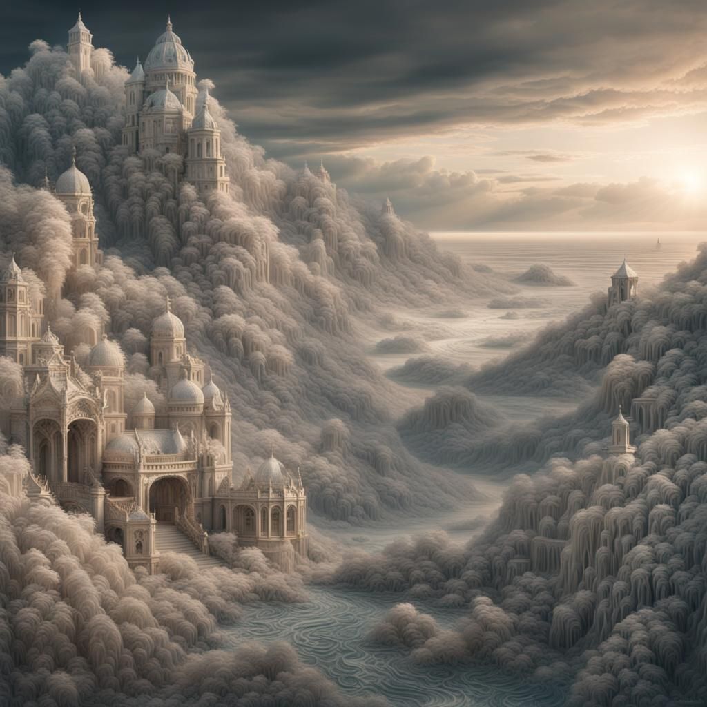 Lace Fabric Landscape: Epic Digital Matte Painting