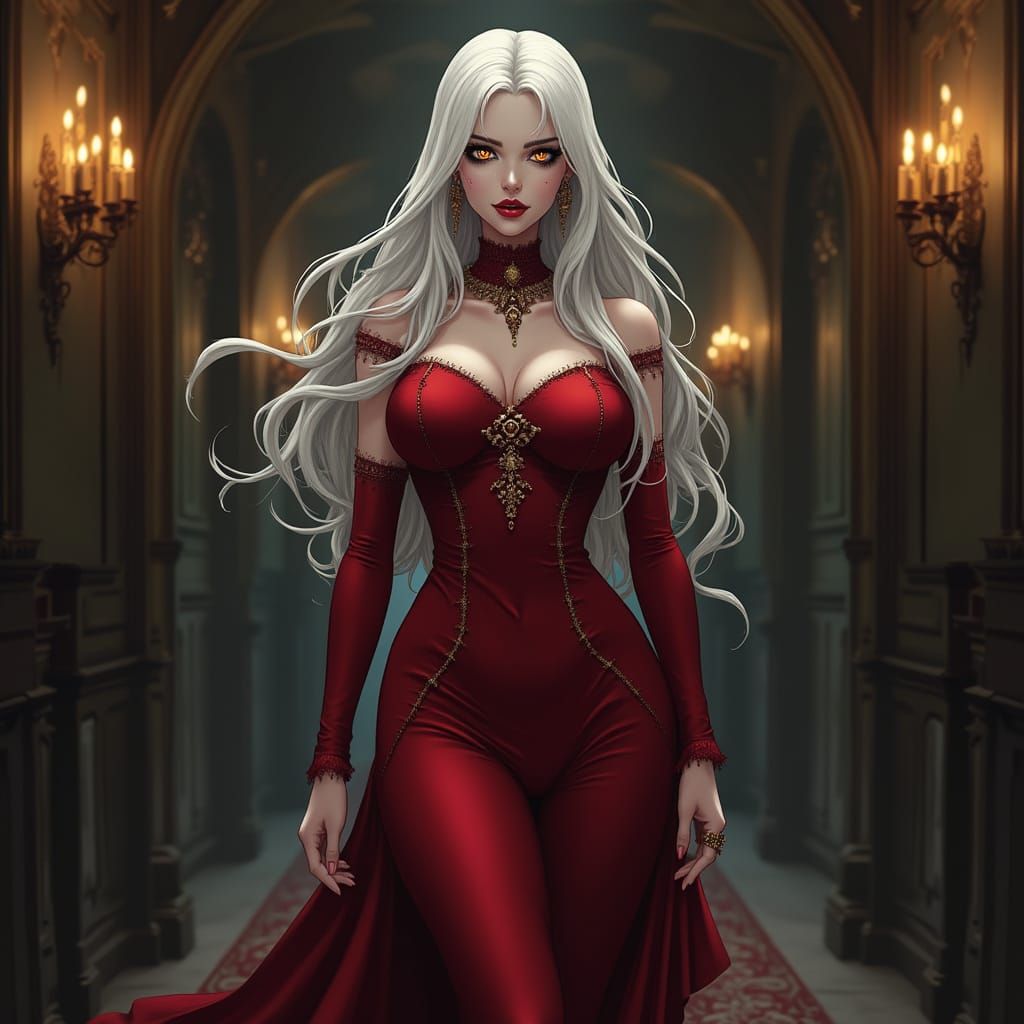 Elegant Dark Fantasy Anime Woman