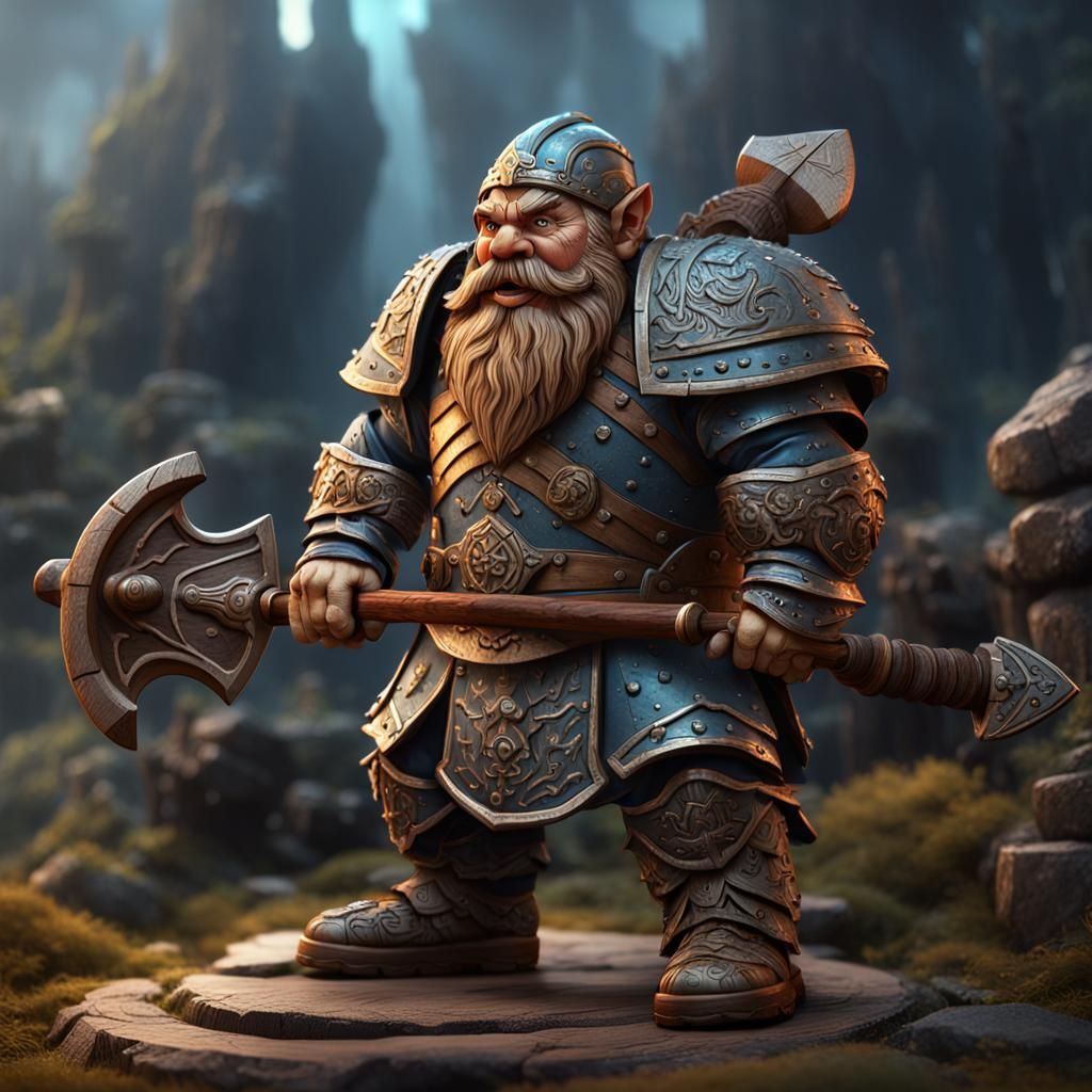Armored Dwarf Game Piece Concept Art