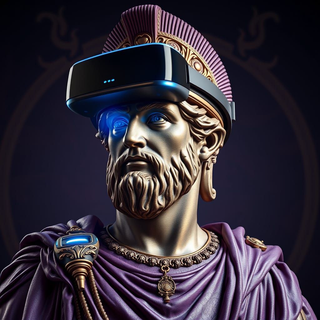 Ancient Roman Leader in Futuristic VR Dreamscape