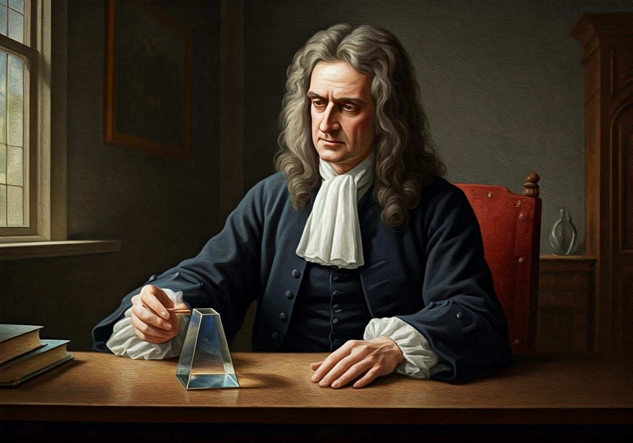 Newton's Prism Experiment: An Oil Painting
