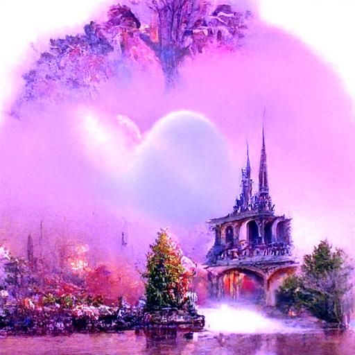 Ethereal Fantasy Scene in Thomas Kinkade Style