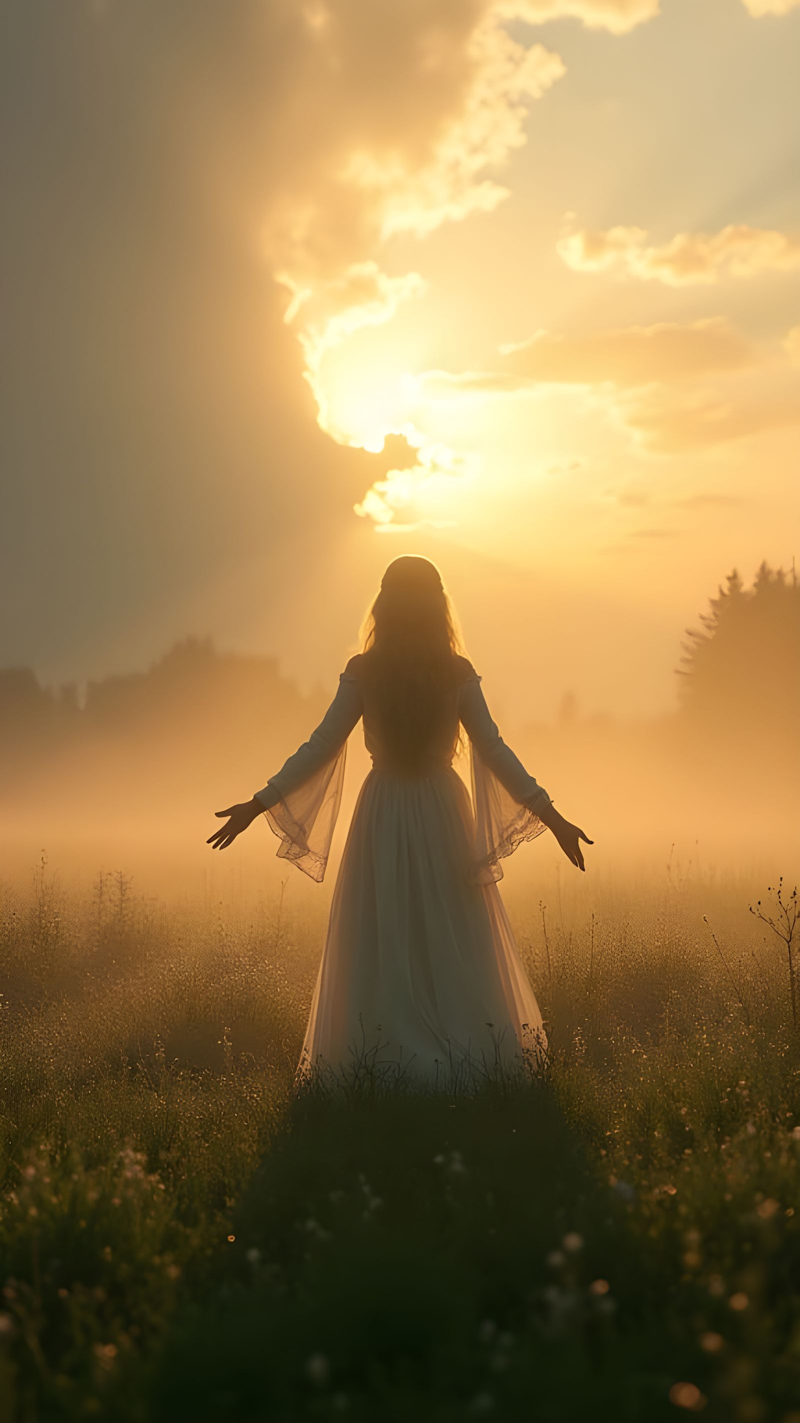 Nordthra Woman Bathed in Golden Sunrise Light