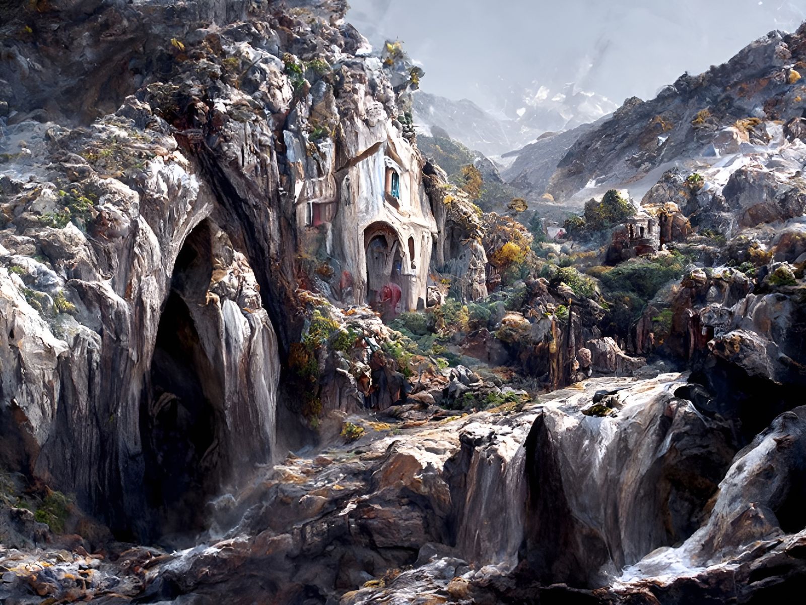 Rivendell Valley: An Oil Painting in Hyper-Realism