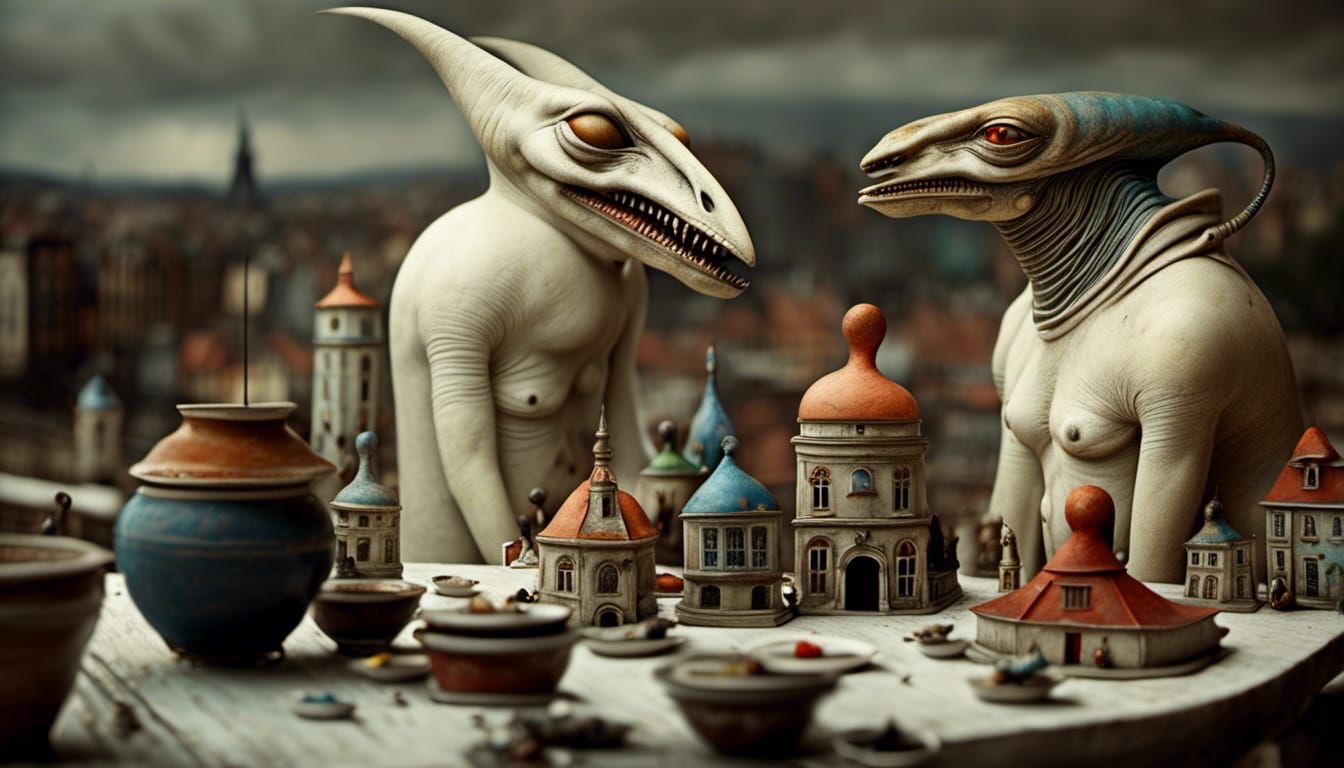 Polychromatic Alien City: Abstract Digital Matte Painting