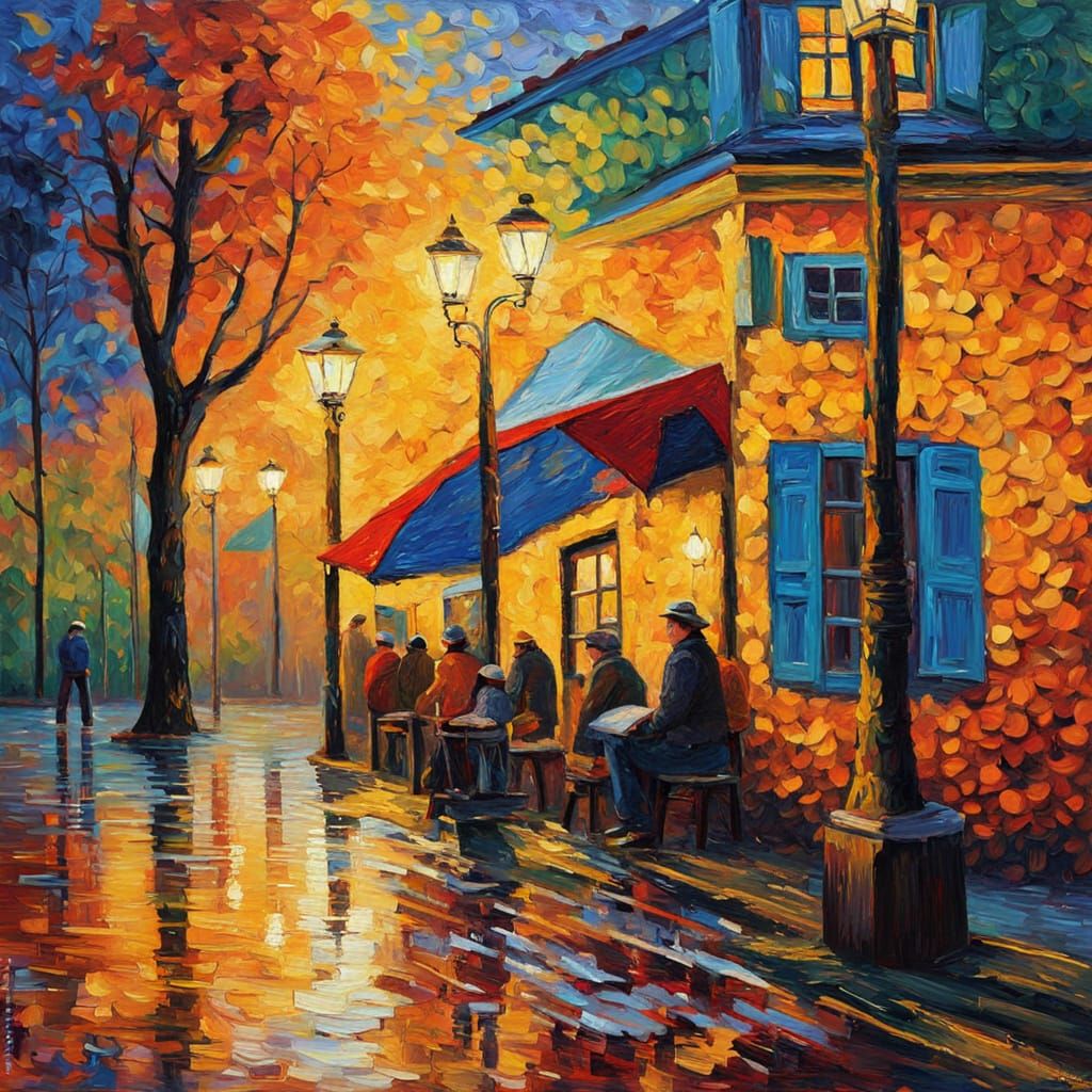 Expressionist Oil Painting of a Painter at Work