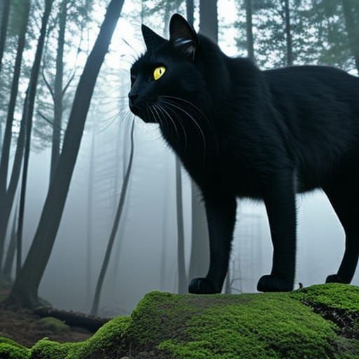 Black cat in a forest