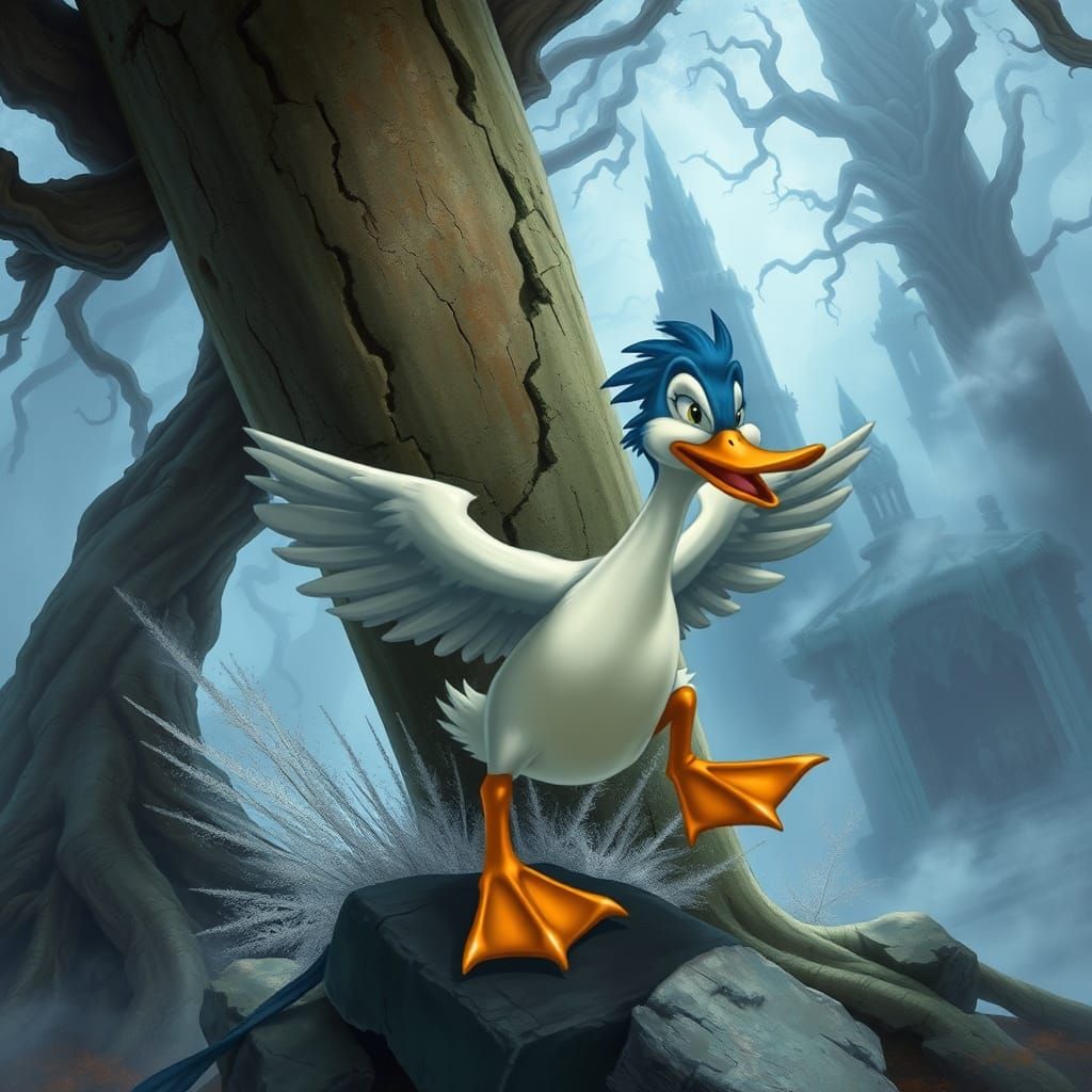 Duck's Daring Escape Amidst Mystical Ruins