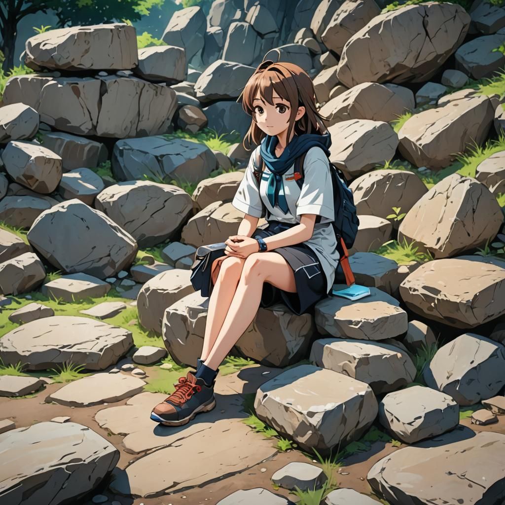 Resting After Work in Cel-Shaded Anime Style