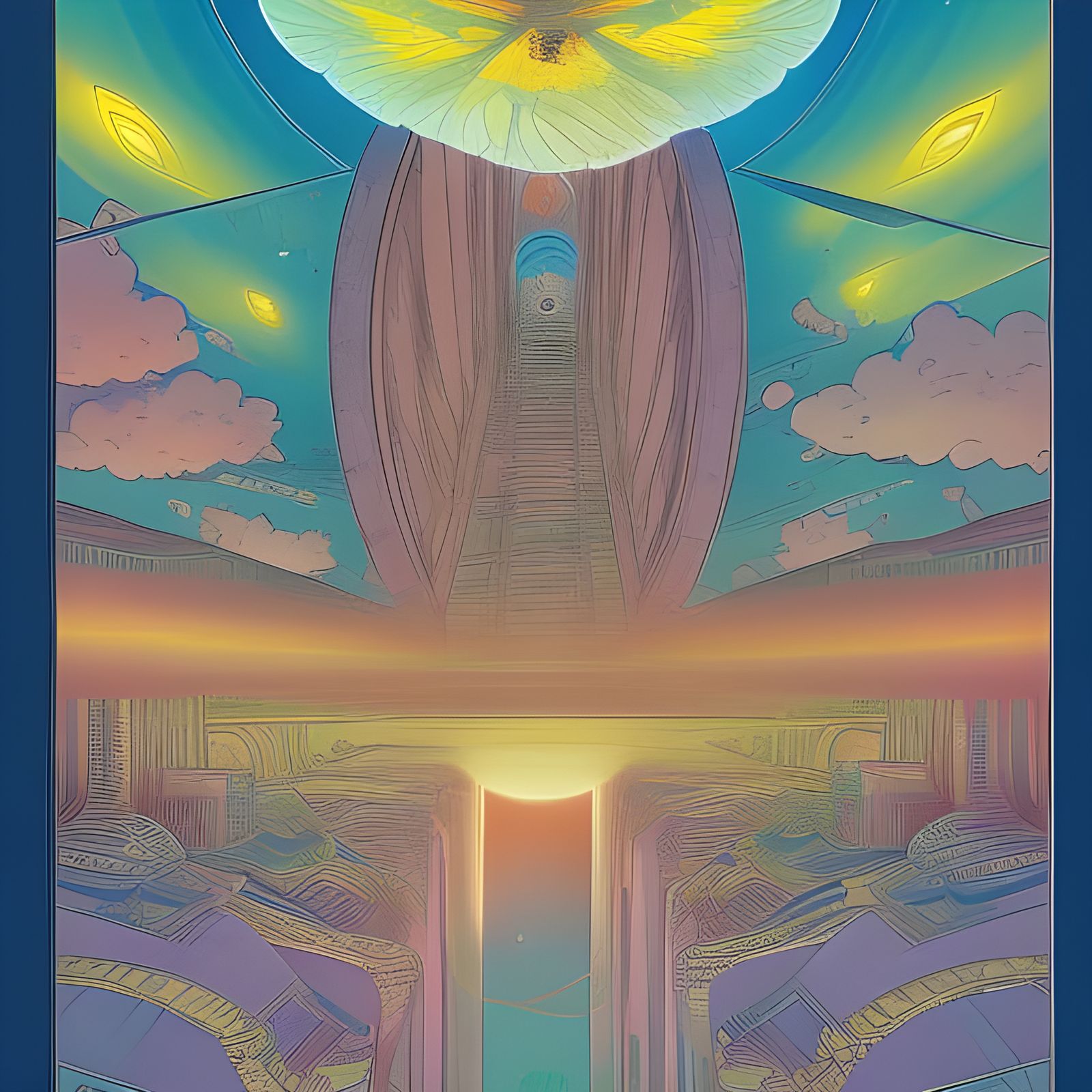 Heaven-Portal to Luminous Anandaloka in Graphic Novel Style