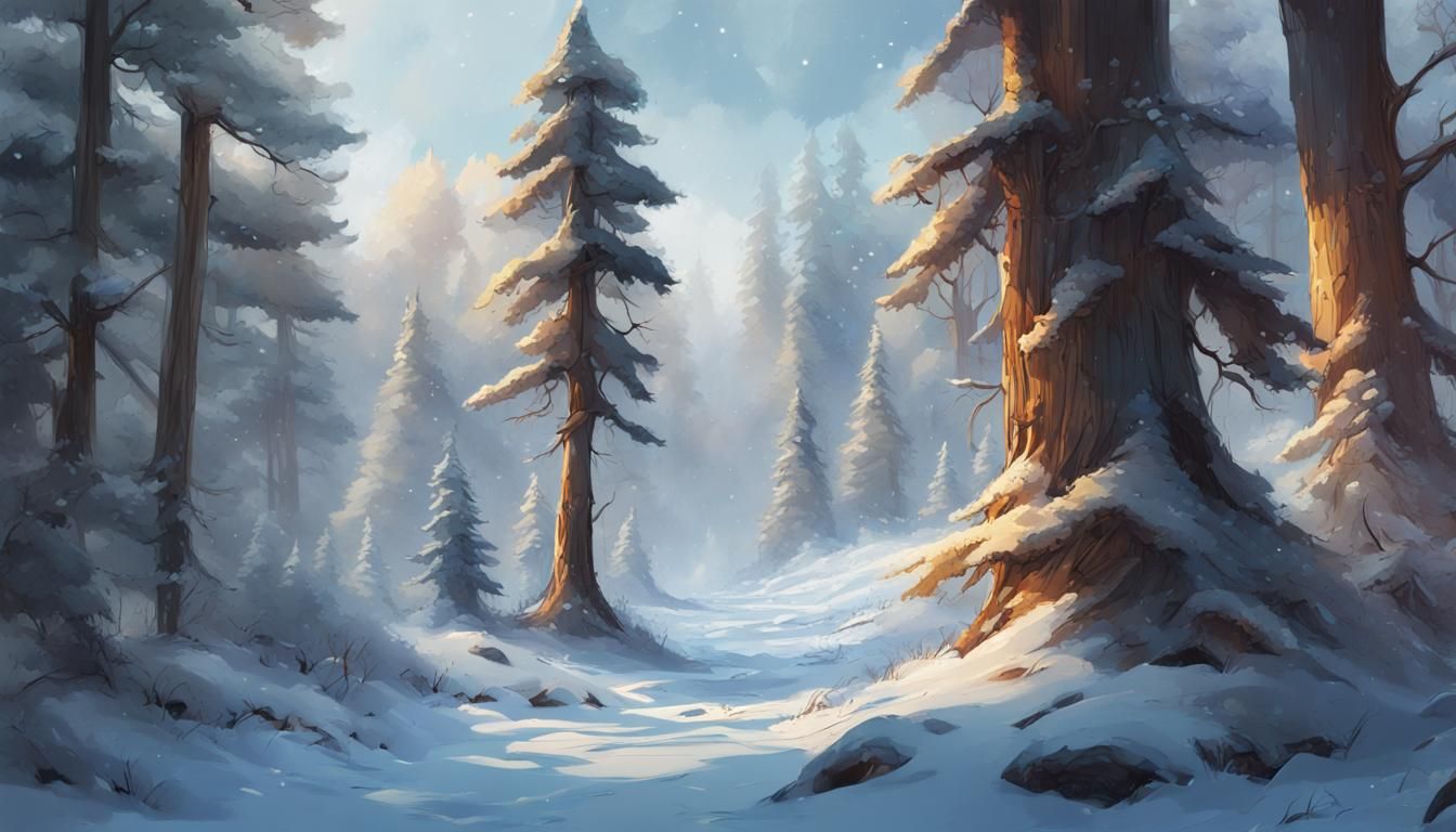 Magical Winter Forest in Hyperrealistic Style
