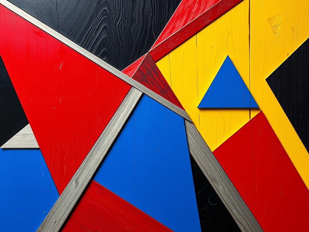 Vibrant Geometric Artwork in Cyberpunk Style