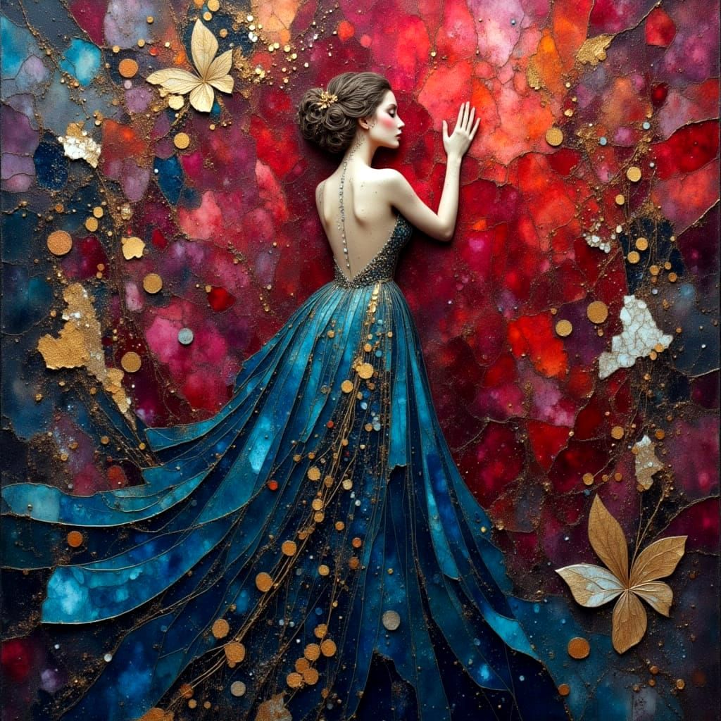 Ethereal Woman with Filigree in Oil Painting Style