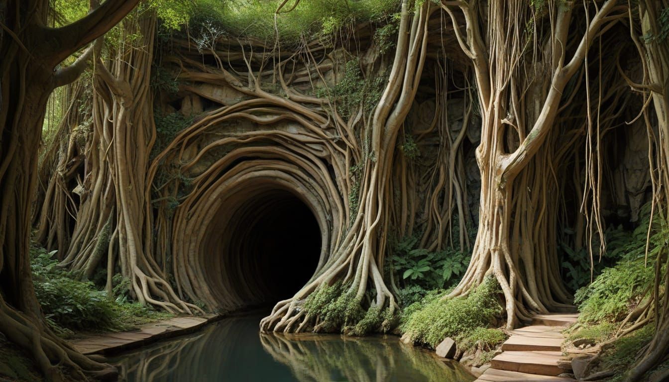 Fantasy Caves in Vibrant Fractal Expressionism