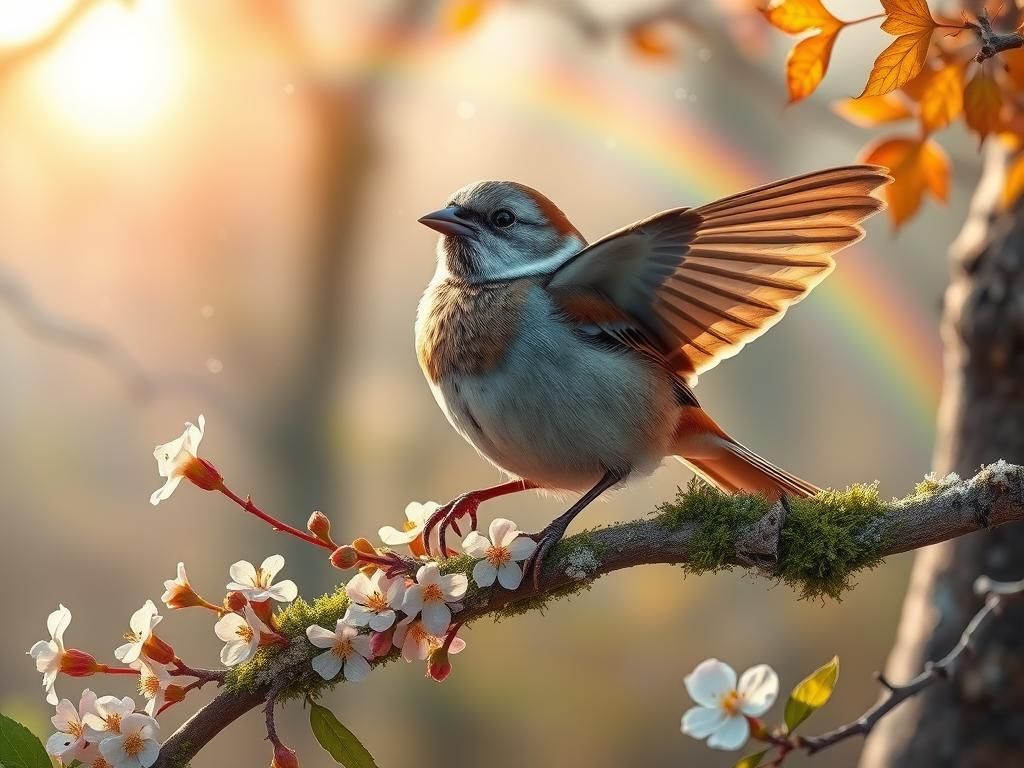Sparrow Song at Sunrise: A Detailed Animalistic Scene