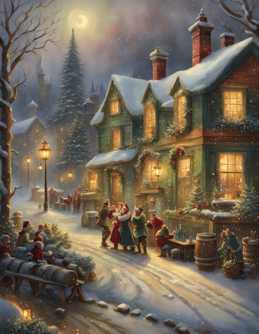 Jovial Santa Claus in a Cozy Tavern Setting