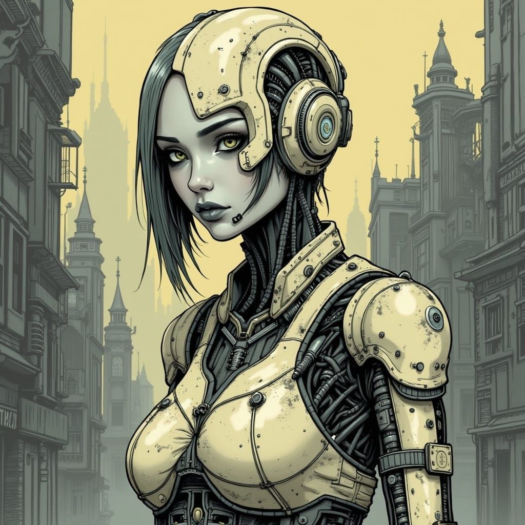 Corroded Cyberpunk Girl in Ito Style