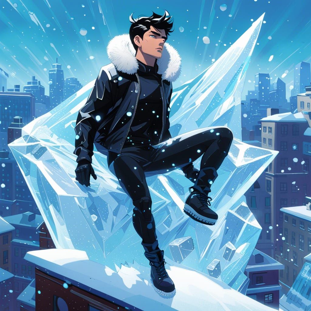 Ice Superhero on Rooftop in Mahfood Style