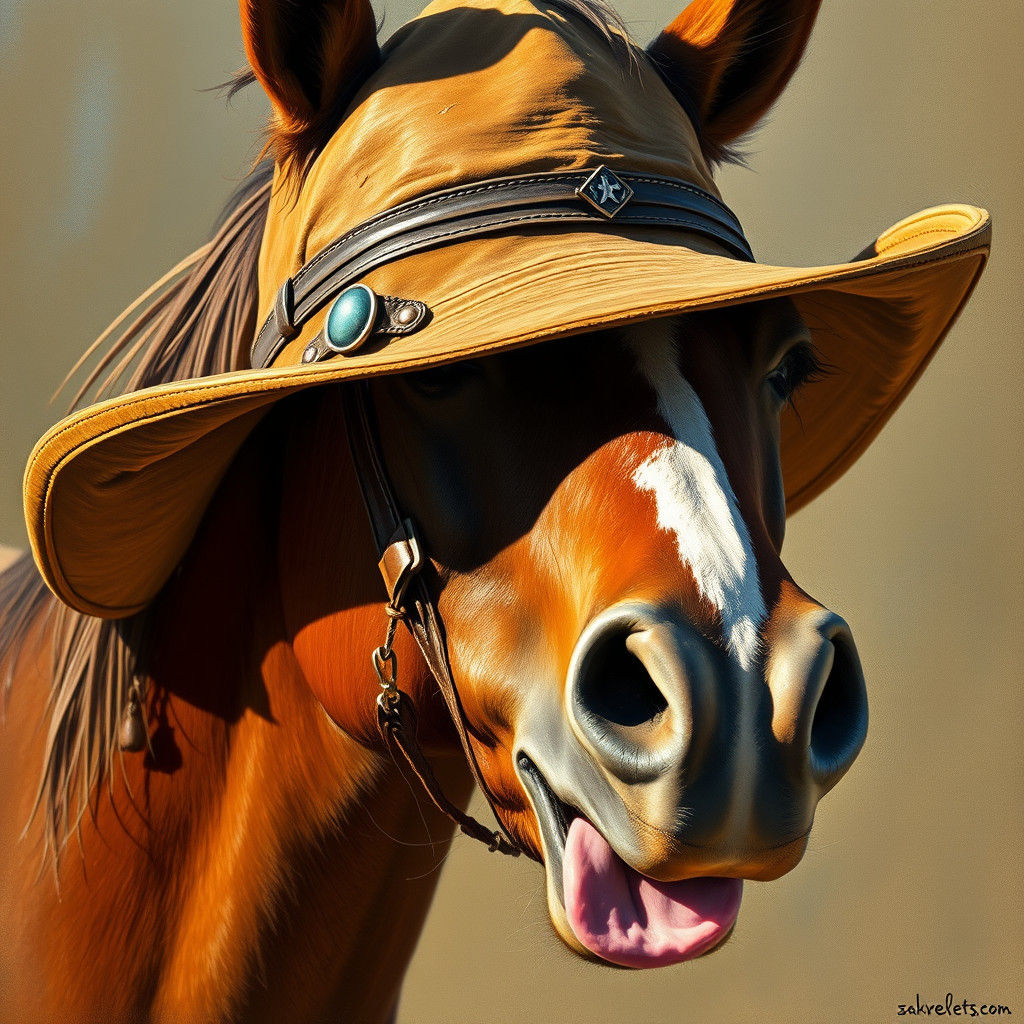 Horse in Cowboy Hat, Remington-Monet Impression