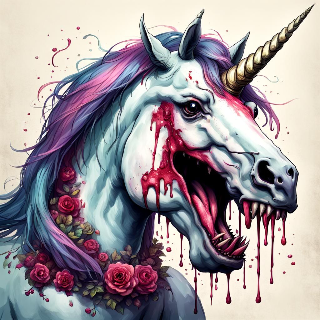 Carnivorous Unicorn with Fangs