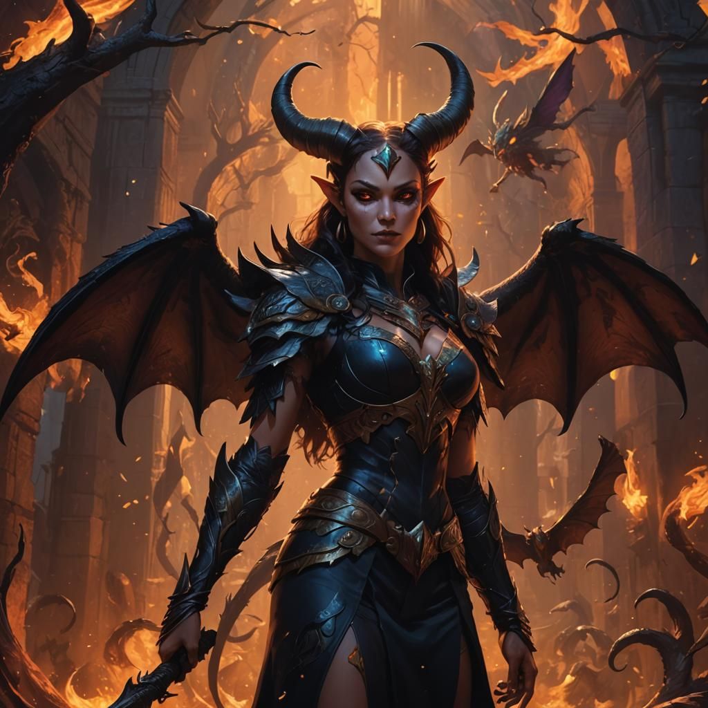 Demon Woman with Wings Fantasy Concept Art