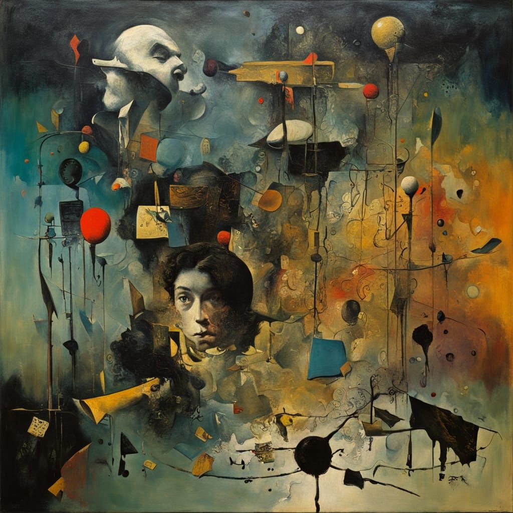 Abstract Language & Thought in Surrealist Oil Painting