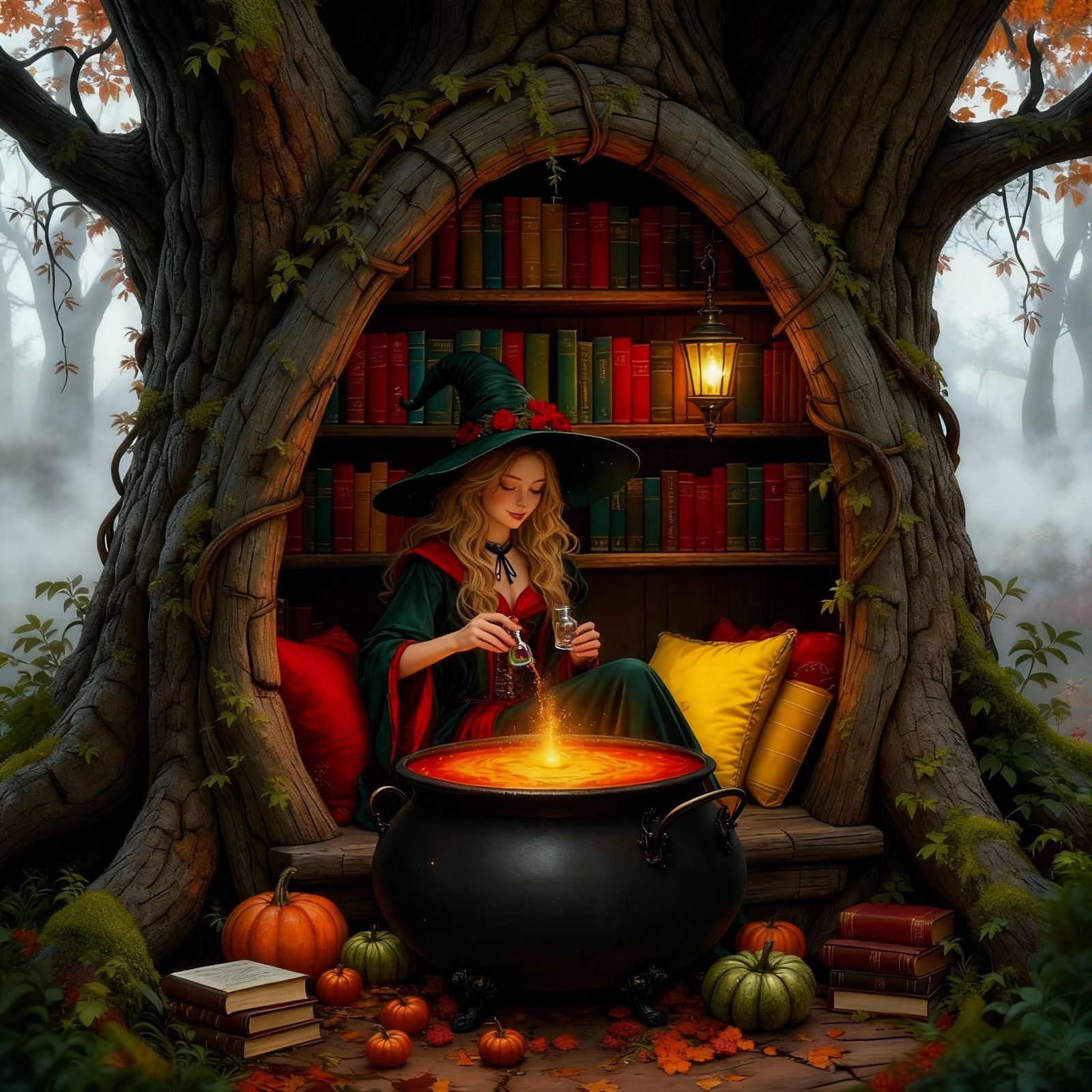 Mystical Potion Brewing in Enchanted Laboratory