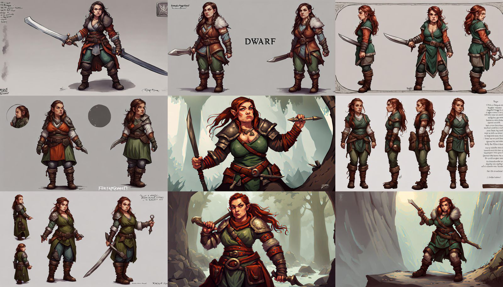 Fantasy Female Dwarf Rogue Character Art