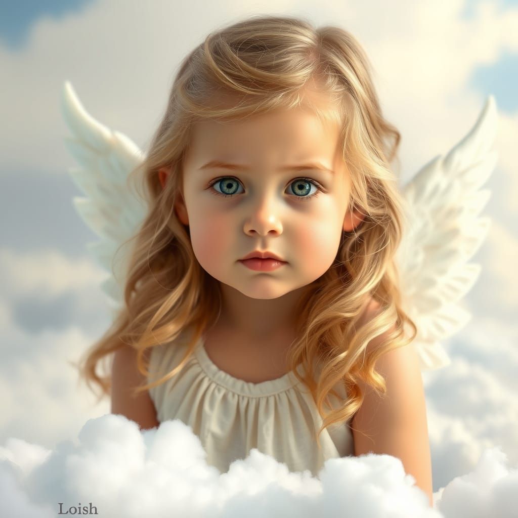 Angel Child with Wings in Ethereal Realism
