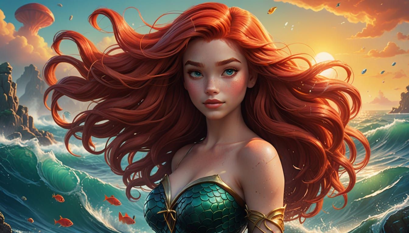 Vibrant Ariel Concept Art in Cyberpunk Digital Art Style