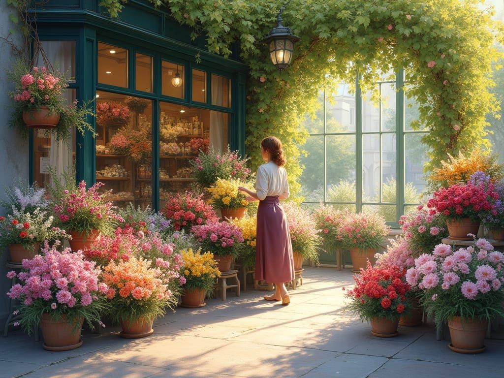 Impressionist Florist Shop in Sunlight