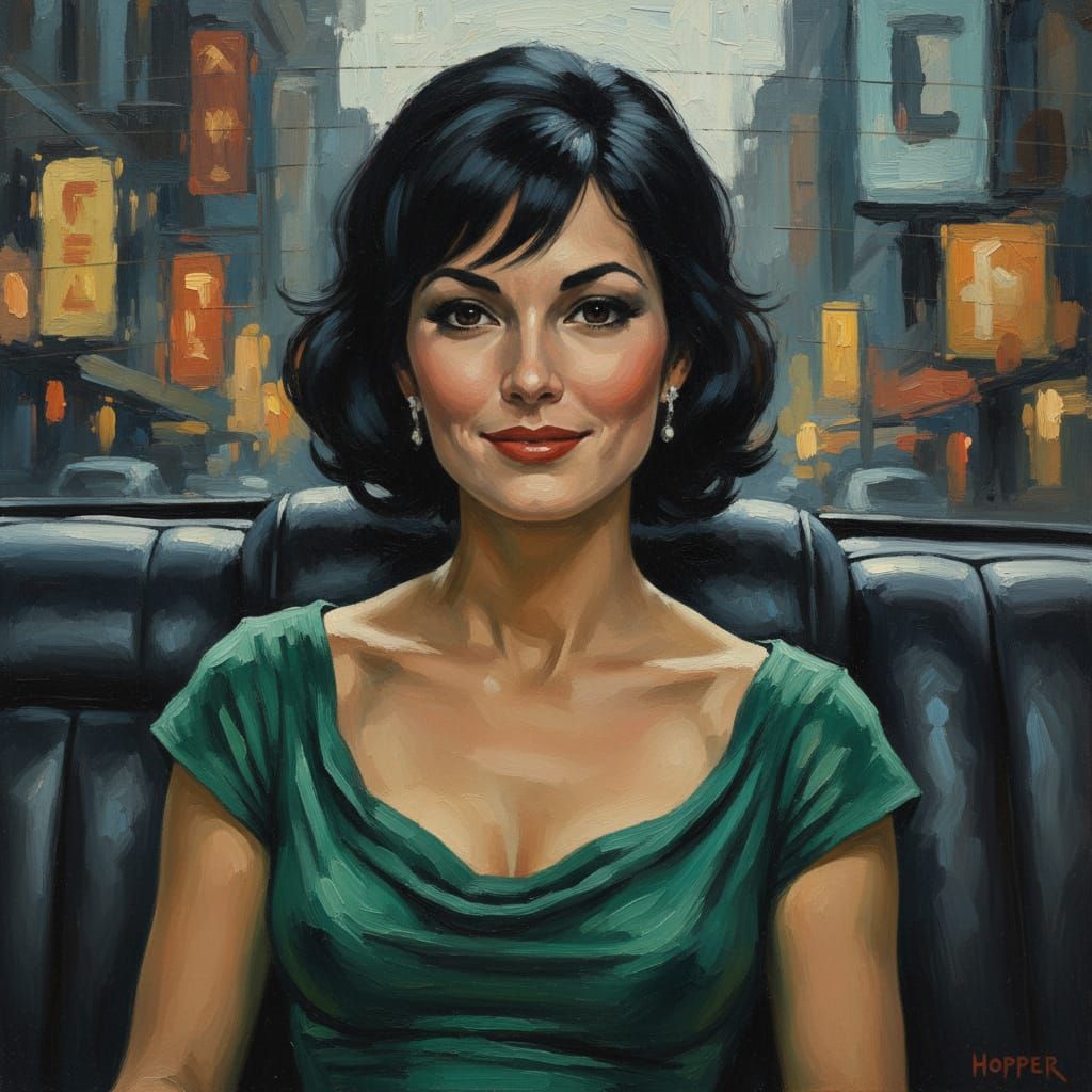 Elegant Woman in Limousine, Post-Impressionist Style