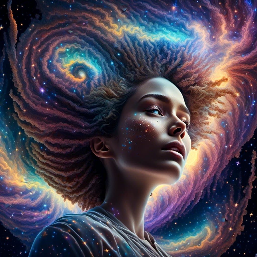 Jeannie And Her Micro Galaxy Hair