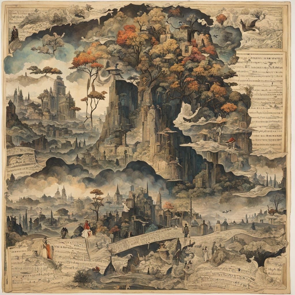 Surreal Vintage Collage with Mysterious Figures and Twisted....