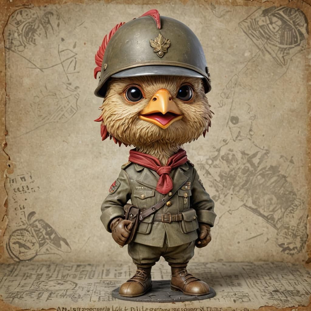 Chibi Rooster Soldier in French WW1 Uniform