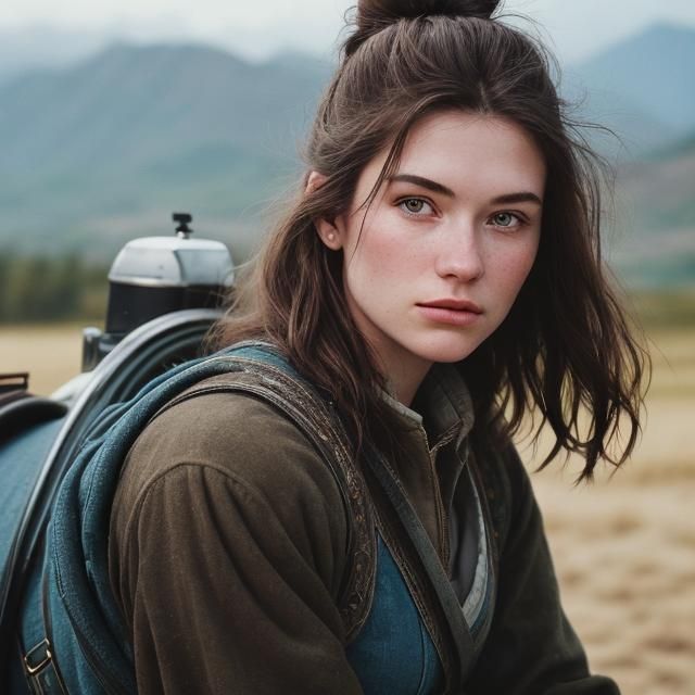 Cinematic Portrait of Girl on Horse in Village