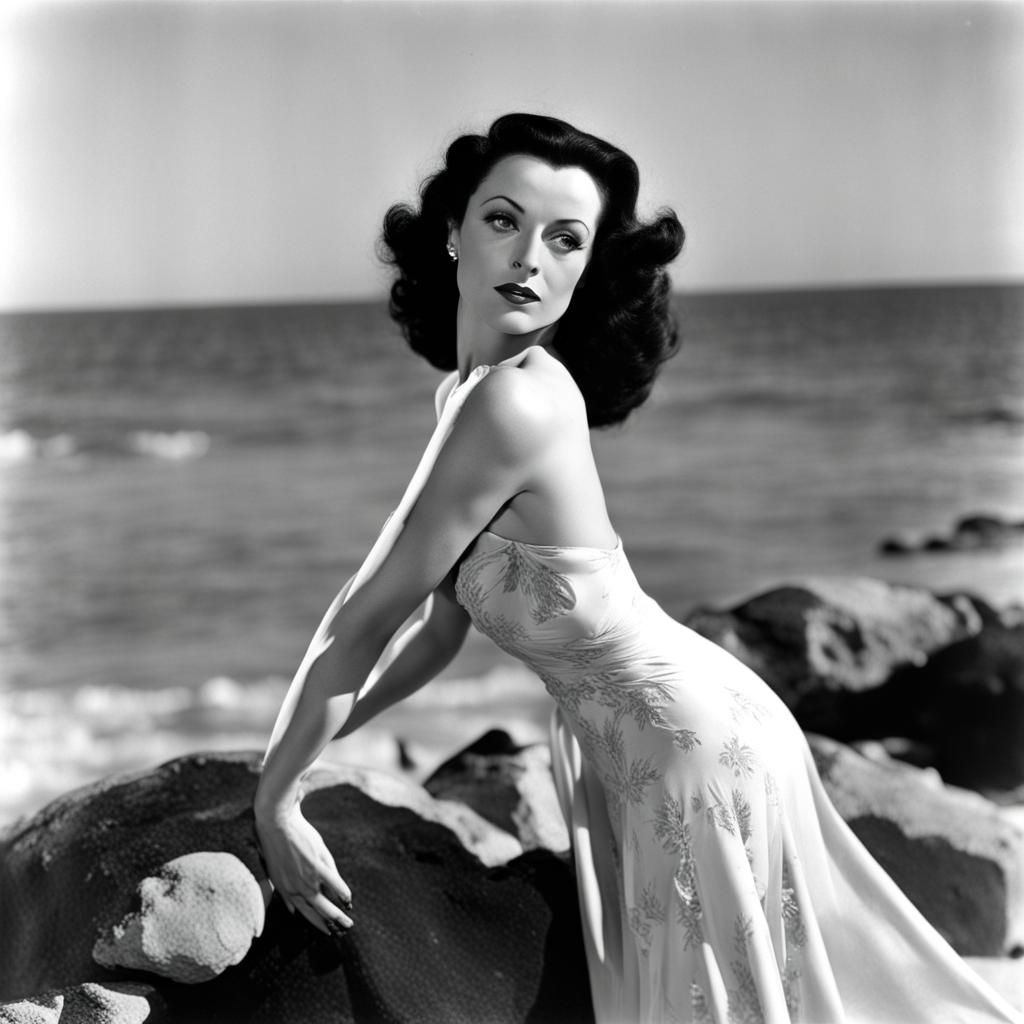 Hedy Lamar Poses Sensually at the Beach
